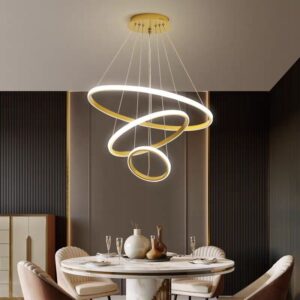 Colgante María 3 aros Led - Con control remoto Dorada